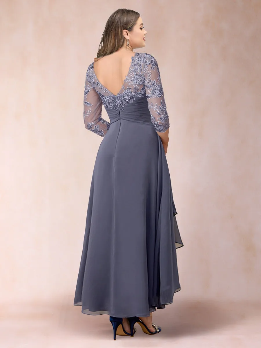 A-Line/Princess Sheer Neck 3/4 Sleeves Plus Size Mother of the Bride Dresses with Beading sold by Lavetir product image thumbnail 2