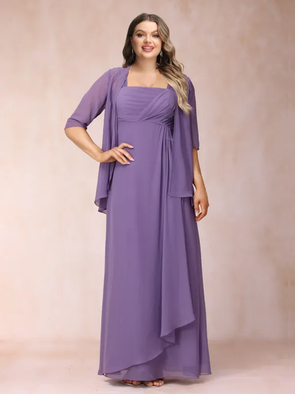 A-Line/Princess Sleeveless Plus Size Mother of the Bride Dresses with Ruffles & Jacket sold by Lavetir