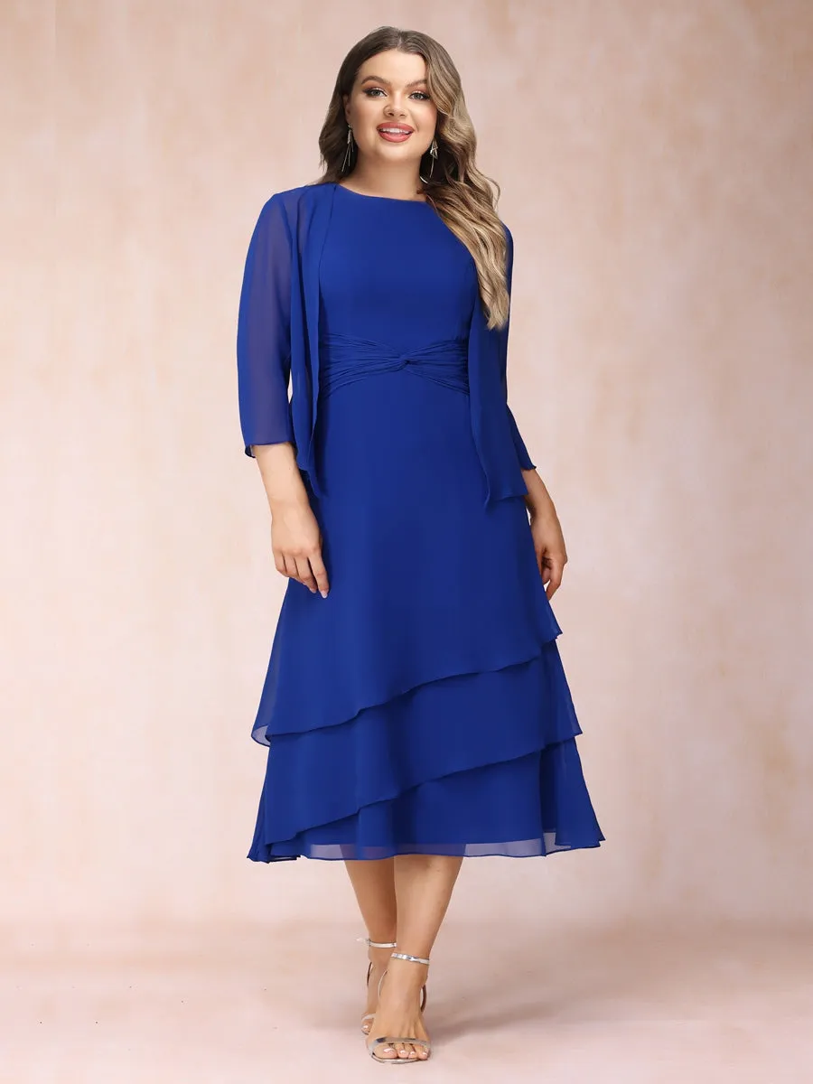 Sheath/Column Scoop Sleeveless Plus Size Mother of the Bride Dresses with Ruched & Jacket sold by Lavetir
