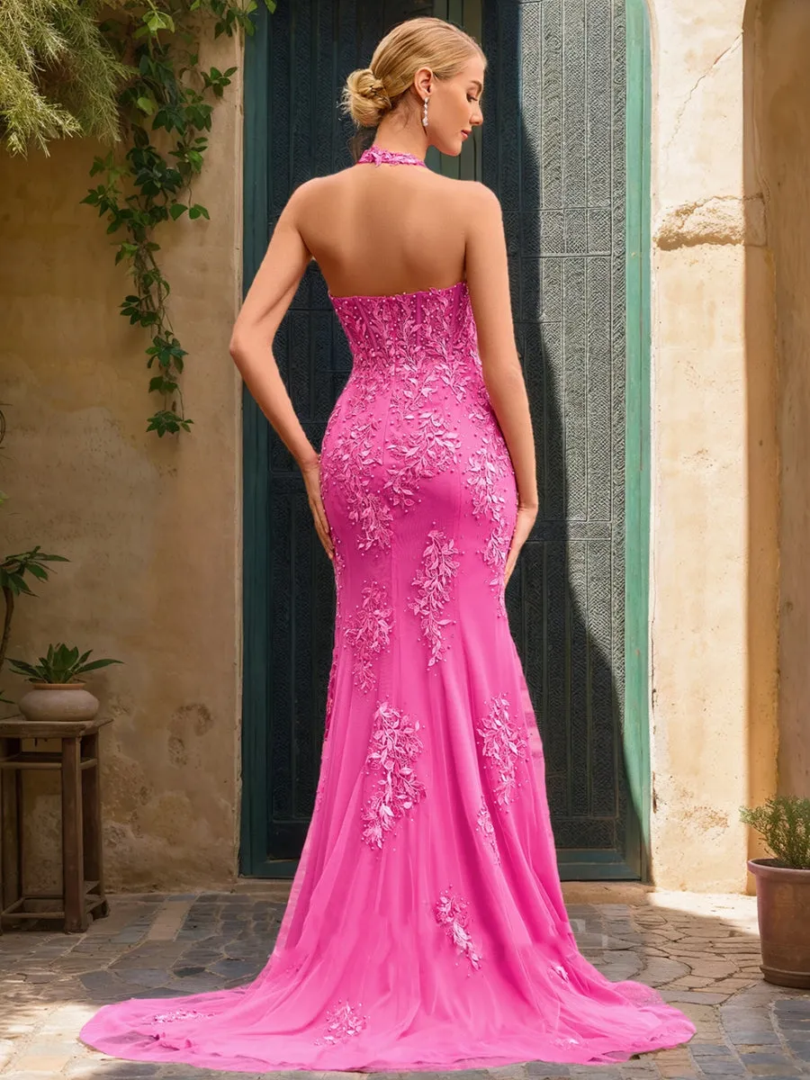 Trumpet/Mermaid Halter Sleeveless Split Side Prom Dresses sold by Lavetir product image thumbnail 2