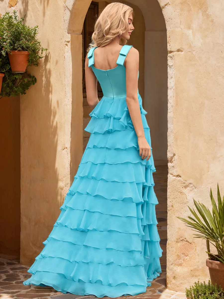 Ball Gown Square Neck Sleeveless Split Side Prom Dresses sold by Lavetir product image thumbnail 2