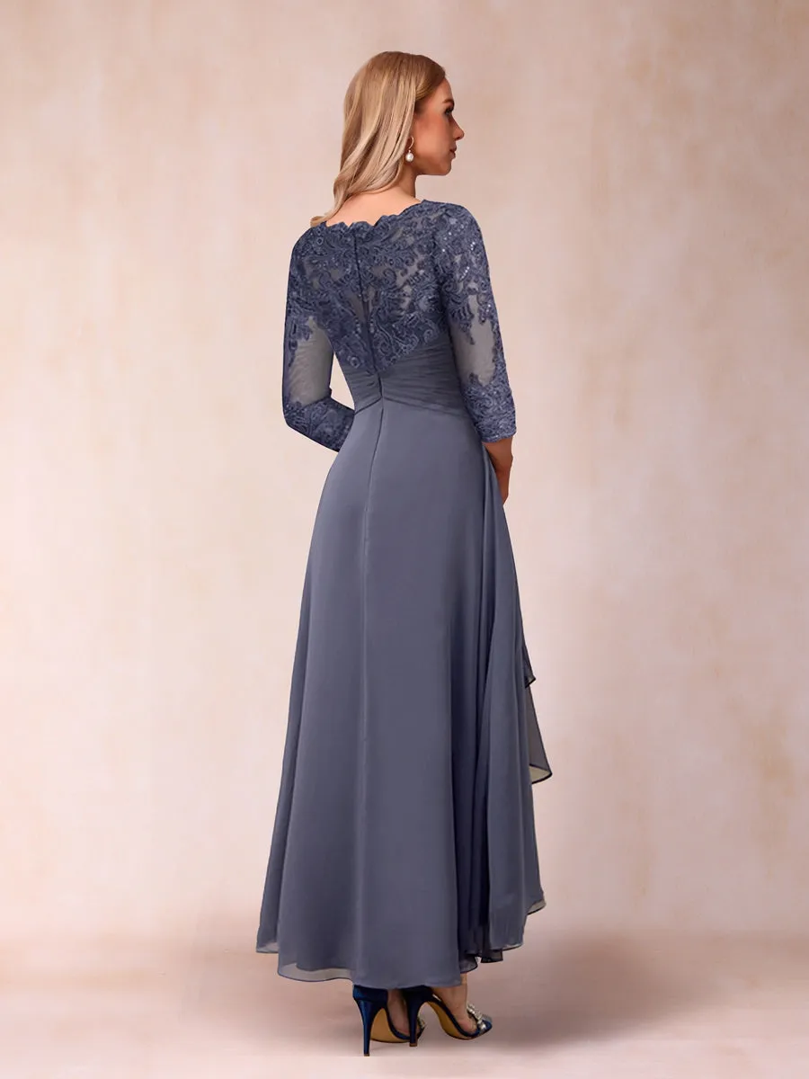A-Line/Princess Sheer Neck 3/4 Sleeves Mother of the Bride Dresses with Beading sold by Lavetir product image thumbnail 2