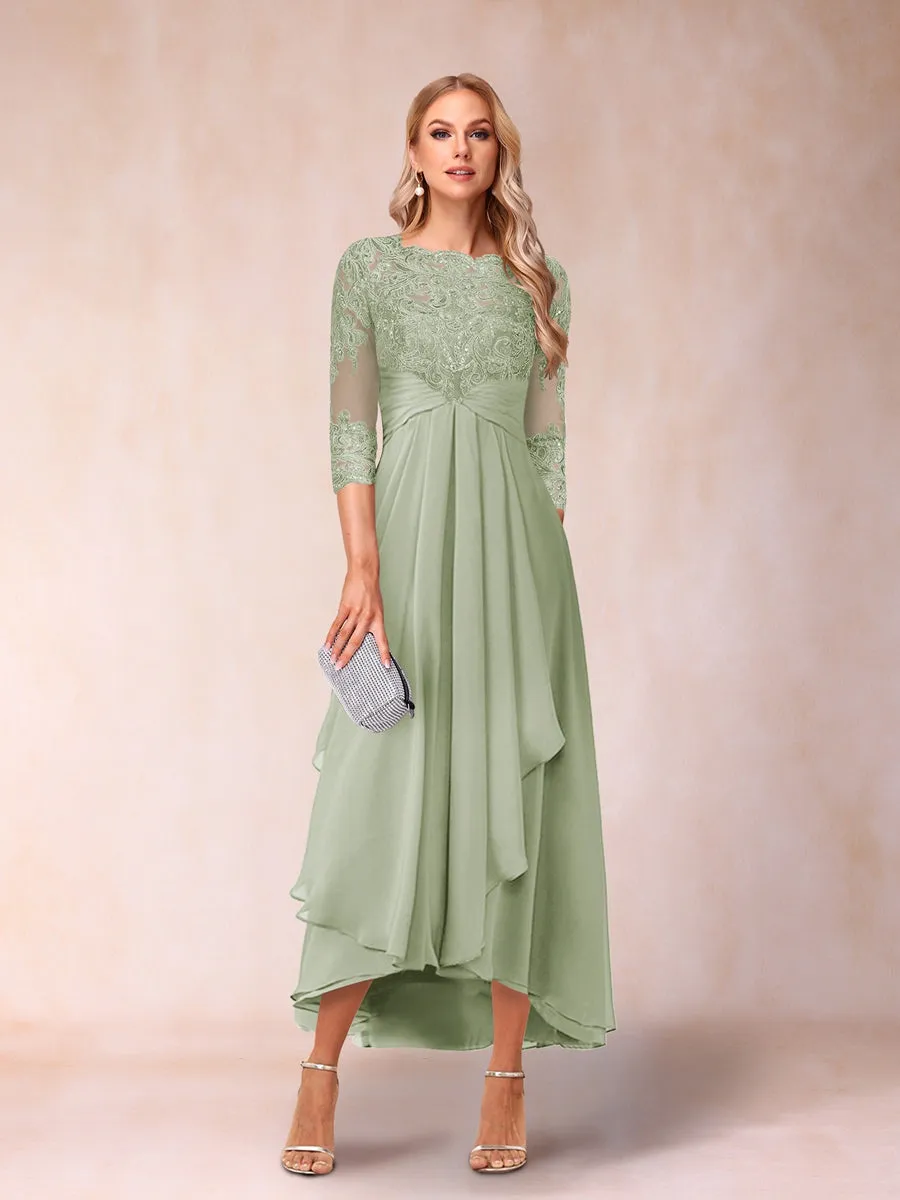 A-Line/Princess Sheer Neck 3/4 Sleeves Mother of the Bride Dresses with Beading sold by Lavetir product image thumbnail 3