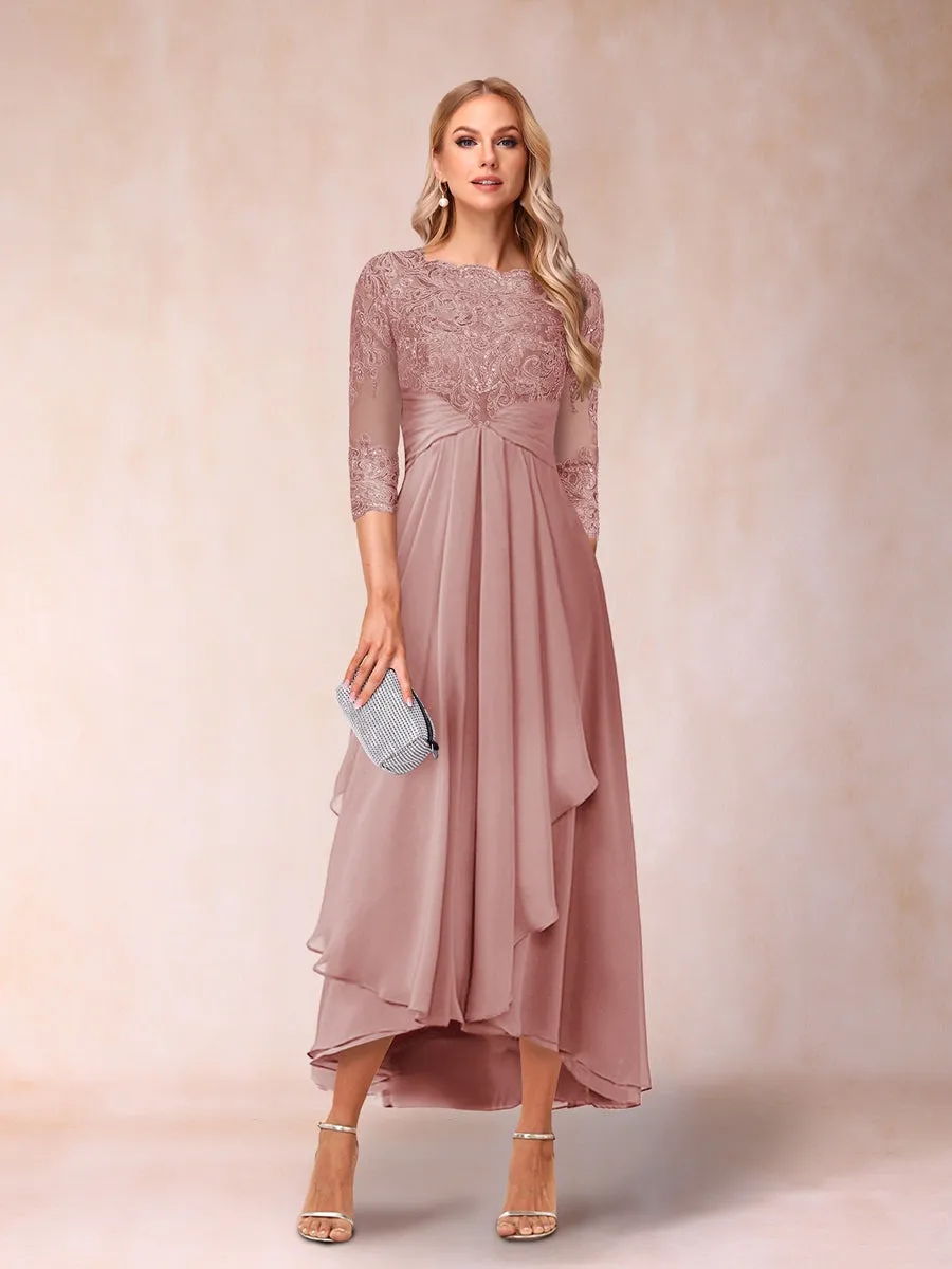 A-Line/Princess Sheer Neck 3/4 Sleeves Mother of the Bride Dresses with Beading sold by Lavetir product image thumbnail 4