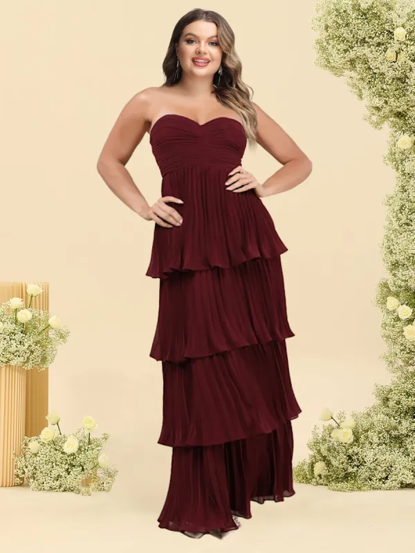 A-Line/Princess Strapless Floor-Length Plus Size Bridesmaid Dresses With Ruffles sold by Lavetir