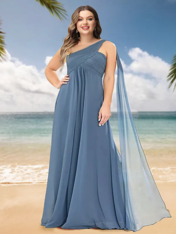A-Line/Princess One-Shoulder Sleeveless Plus Size Bridesmaid Dresses sold by Lavetir