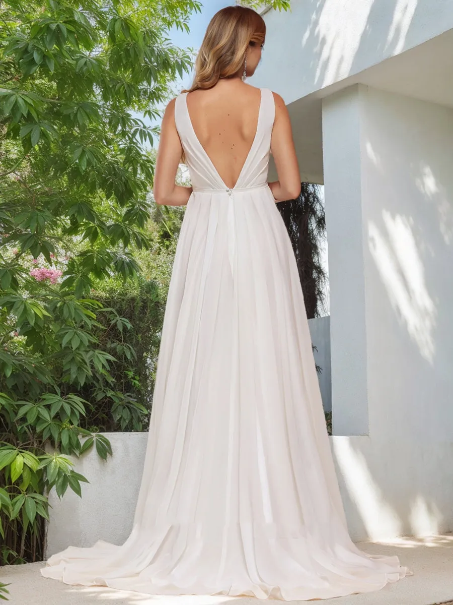 A-Line/Princess V-Neck Sleeveless Ruched Wedding Dresses sold by Lavetir product image thumbnail 2