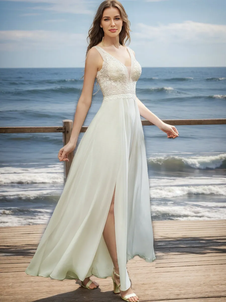 A-Line/Princess V-Neck Long Sleeves Lace Wedding Dresses sold by Lavetir product image thumbnail 3