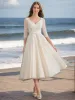Ball Gown V-Neck Half Sleeves Lace Wedding Dresses sold by Lavetir