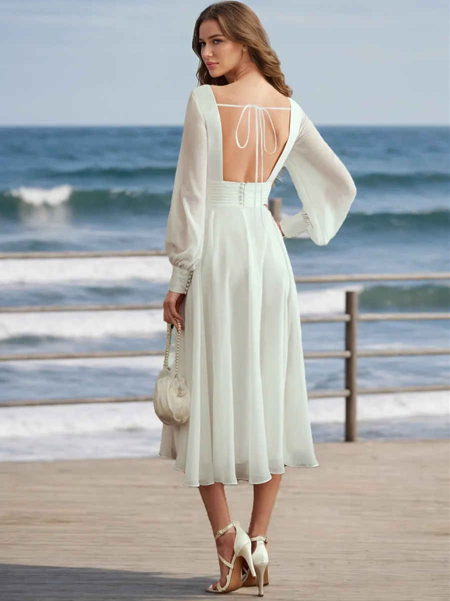 A-Line/Princess V-Neck Long Sleeves Ruffles Wedding Dresses sold by Lavetir product image thumbnail 2