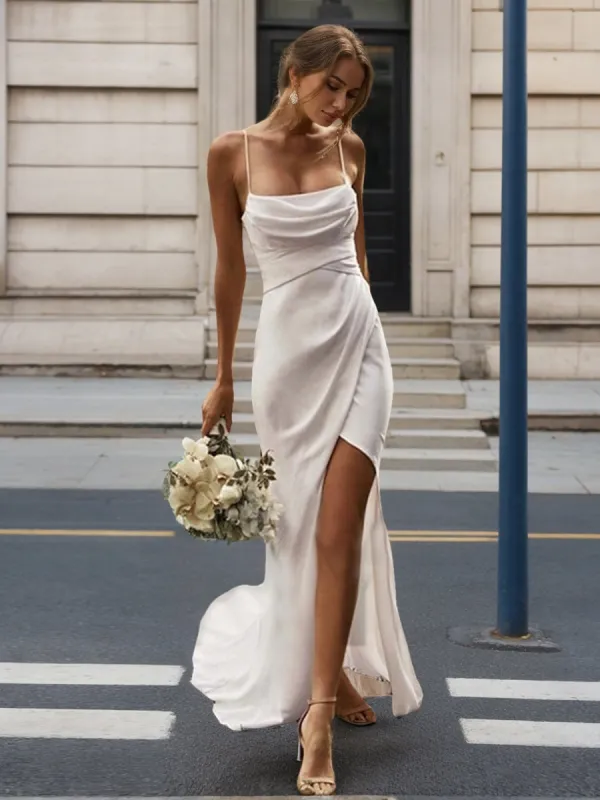 Trumpet/Mermaid Square Neck Sleeveless Split Side Wedding Dresses sold by Lavetir