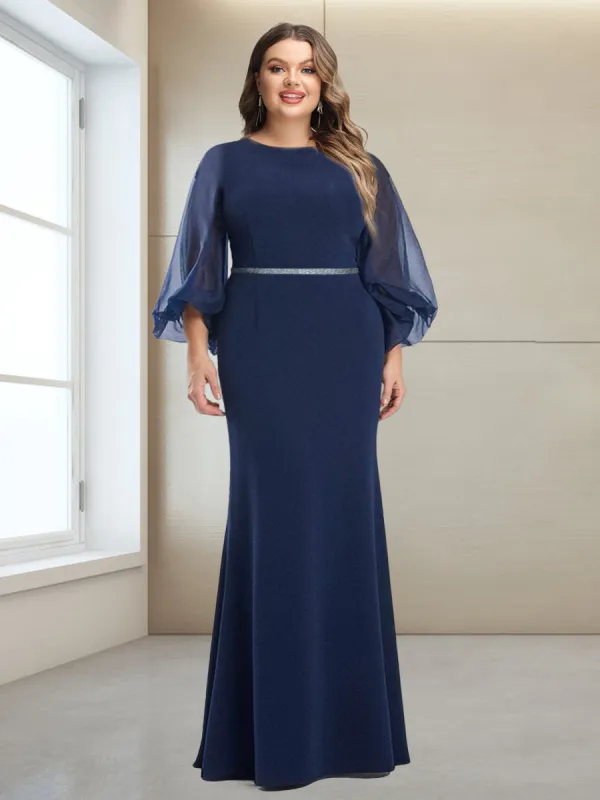 Trumpet/Mermaid Scoop 3/4 Sleeves Floor-Length Plus Size Mother of the Bride Dresses sold by Lavetir