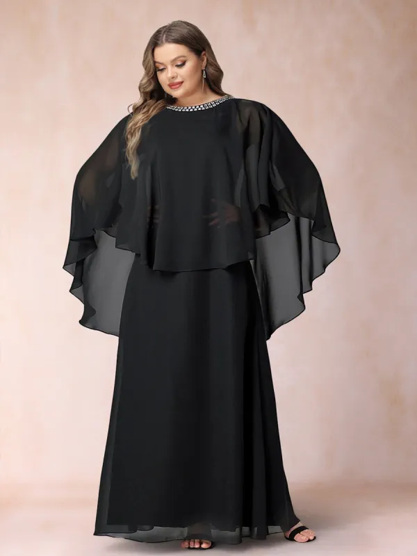 A-Line/Princess Scoop 3/4 Sleeves Plus Size Mother of the Bride Dresses with Ruched sold by Lavetir