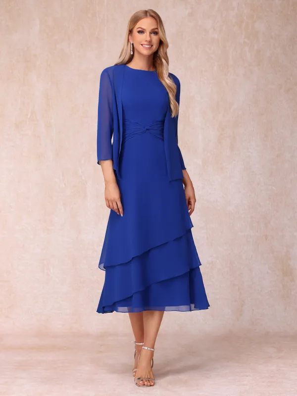 Sheath/Column Scoop Sleeveless Mother of the Bride Dresses with Ruched & Jacket sold by Lavetir