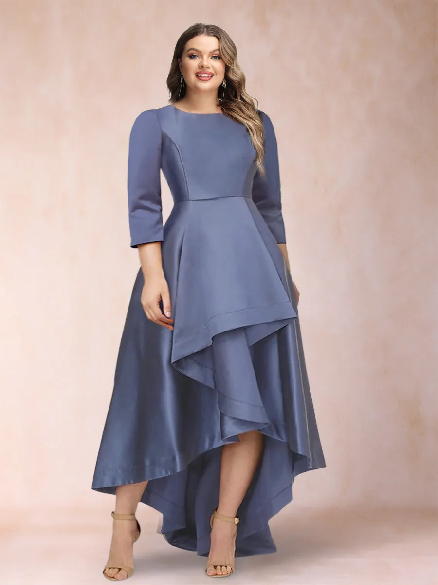 A-Line/Princess Scoop 3/4 Sleeves Plus Size Mother of the Bride Dresses with Ruffles sold by Lavetir