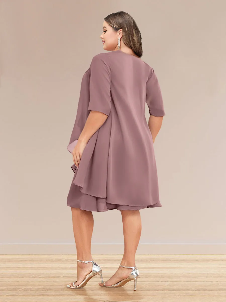 A-Line/Princess Half Sleeves Formal Plus Size Evening Dresses With Ruffles & Jacket sold by Lavetir product image thumbnail 2