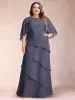 A-Line/Princess Scoop Half Sleeves Plus Size Mother of the Bride Dresses with Ruffles & Beading sold by Lavetir