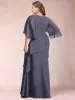 A-Line/Princess Scoop Half Sleeves Plus Size Mother of the Bride Dresses with Ruffles & Beading sold by Lavetir