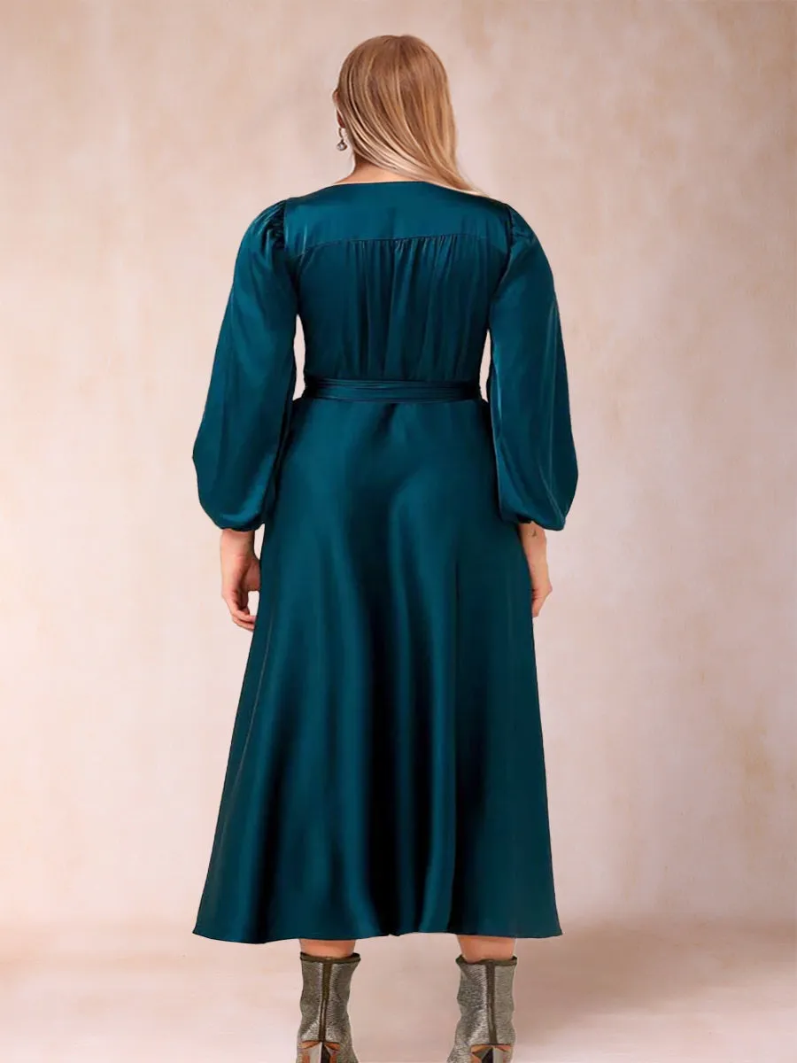 A-Line/Princess V-Neck 3/4 Sleeves Wrap Plus Size Evening Dresses with Belt sold by Lavetir product image thumbnail 2