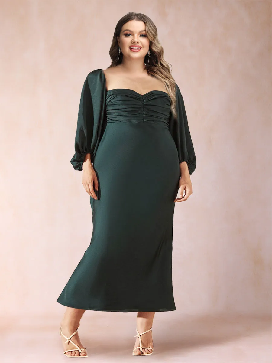 Sheath/Column Sweetheart Ruched Long Sleeves Elegant Plus Size Evening Dresses sold by Lavetir