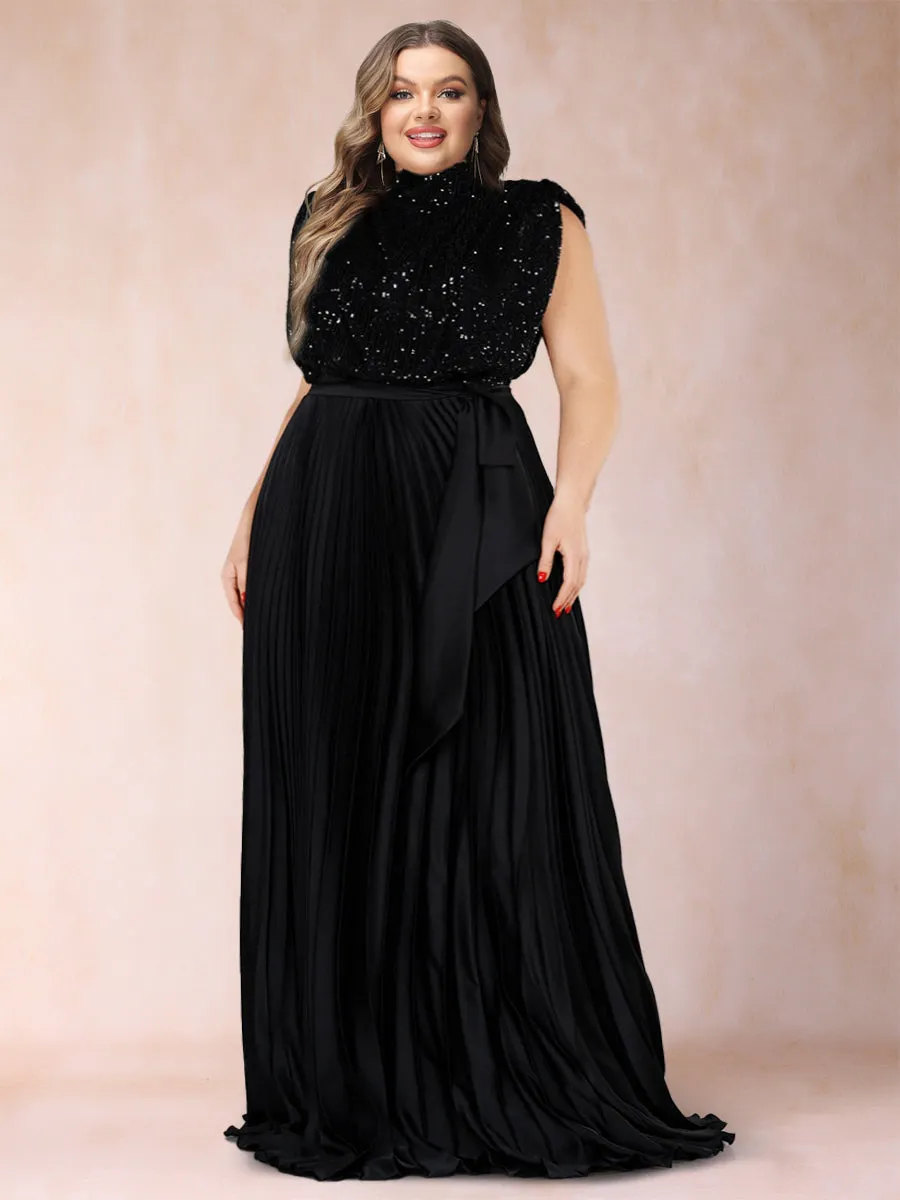 A-Line/Princess High Neck Sleeveless Plus Size Mother of the Bride Dresses with Sequins & Ruffles sold by Lavetir