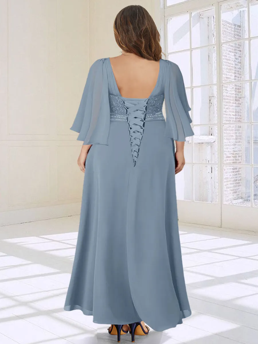 A-Line/Princess V-Neck Asymmetrical Plus Size Mother of the Bride Dresses With Ruffles sold by Lavetir product image thumbnail 2