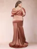 Trumpet/Mermaid One-Shoulder Short Sleeves Ruched Elegant Plus Size Mother of the Bride Dresses sold by Lavetir