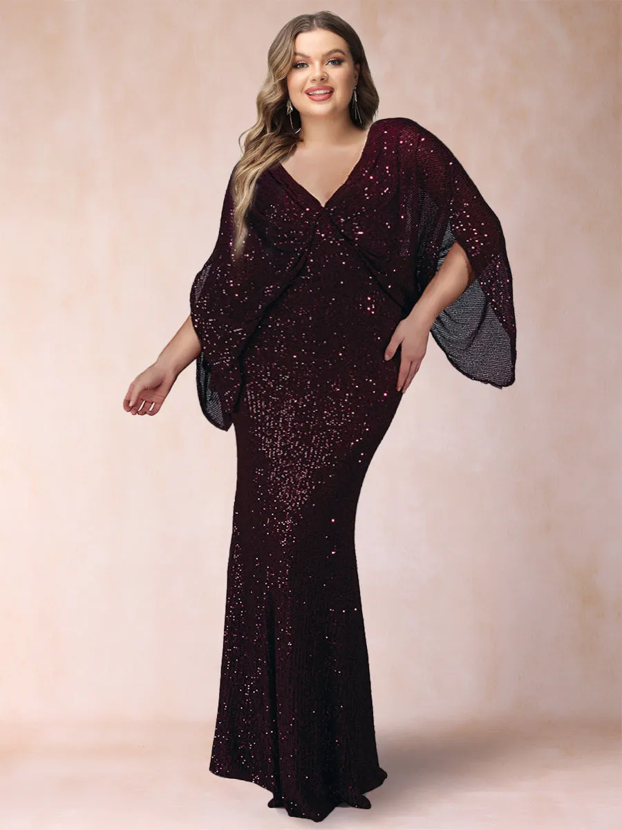 Sheath/Column V-Neck Floor-Length Ruched Plus Size Mother of the Bride Dresses sold by Lavetir