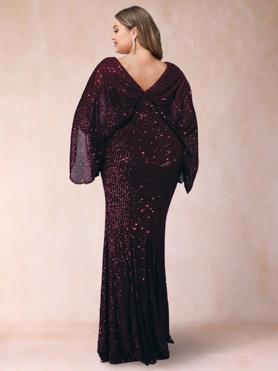 Sheath/Column V-Neck Floor-Length Ruched Plus Size Mother of the Bride Dresses sold by Lavetir product image thumbnail 2