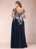 A-Line/Princess V-Neck Short Sleeves Plus Size Mother of the Bride Dresses with Applique sold by Lavetir