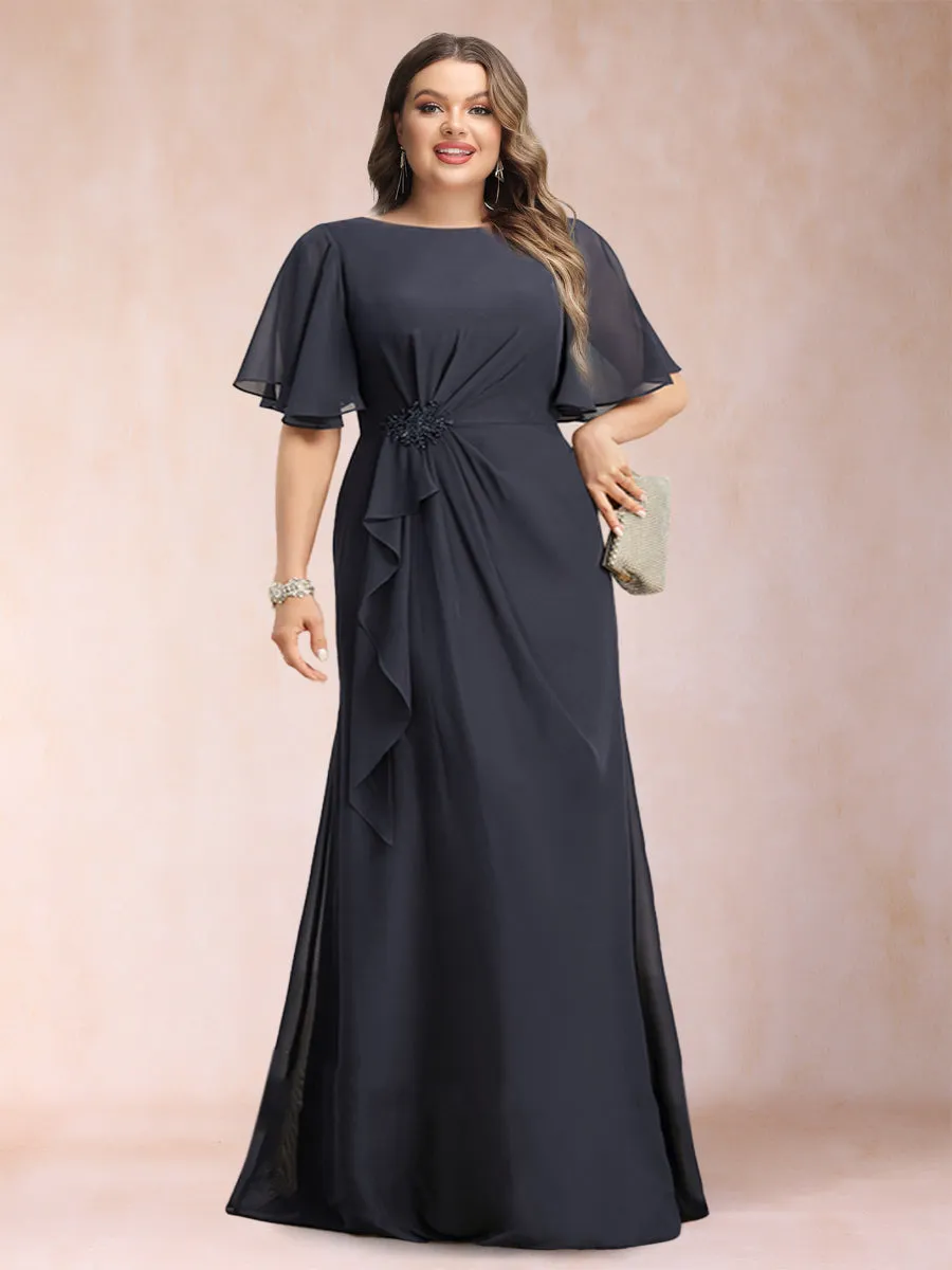 A-Line/Princess Scoop Black Chiffon Plus Size Mother of the Bride Dresses with Appliques & Ruffles sold by Lavetir