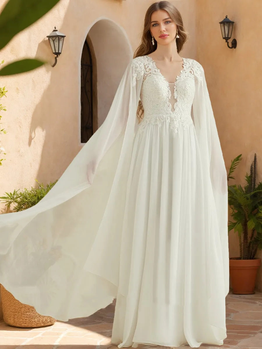 A-Line/Princess V-Neck Long Sleeves Sequins Wedding Dresses sold by Lavetir