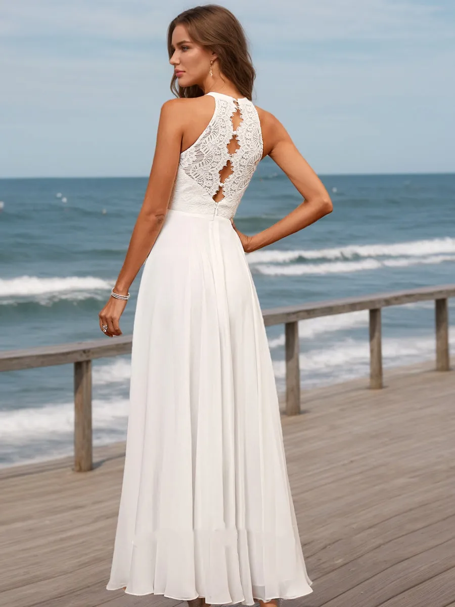 A-Line/Princess Scoop Sleeveless Ruched Wedding Dresses sold by Lavetir product image thumbnail 2