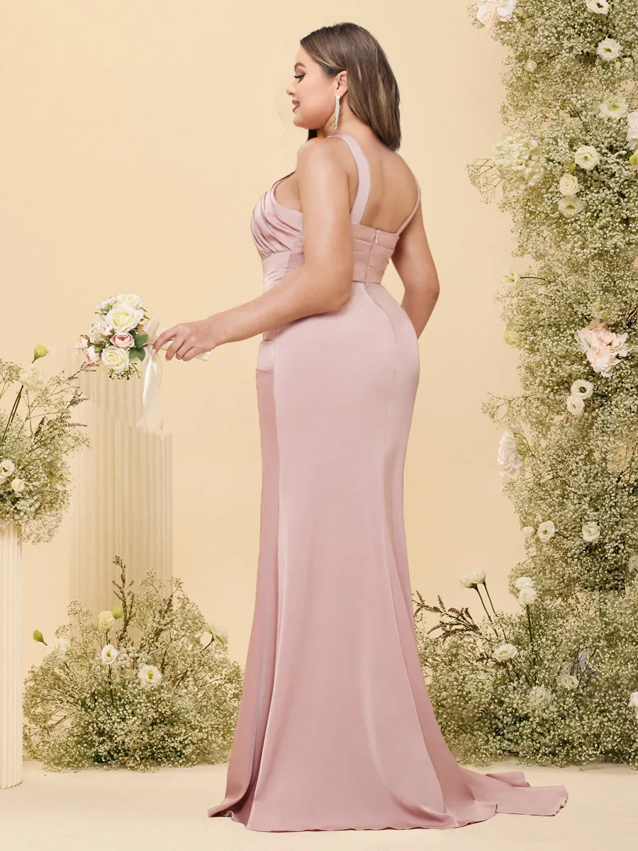 Sheath/Column Criss Cross Long Formal Plus Size Dresses with Split Side & Ruched sold by Lavetir product image thumbnail 2