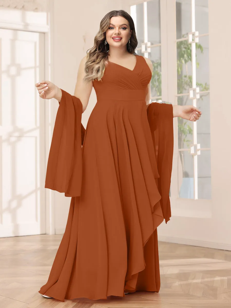 A-Line/Princess V-Neck Asymmetrical Plus Size Bridesmaid Dresses with Ruffles sold by Lavetir
