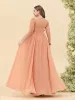 A-Line/Princess Floor-Length Spaghetti Straps Ruffles Plus Size Bridesmaid Dresses With Split Side sold by Lavetir