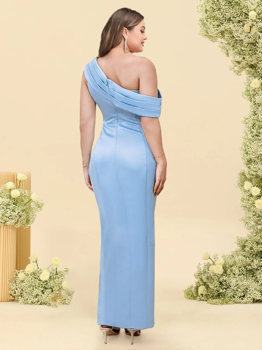 Sheath/Column One-Shoulder Sleeveless Plus Size Bridesmaid Dresses With Split Side sold by Lavetir product image thumbnail 2
