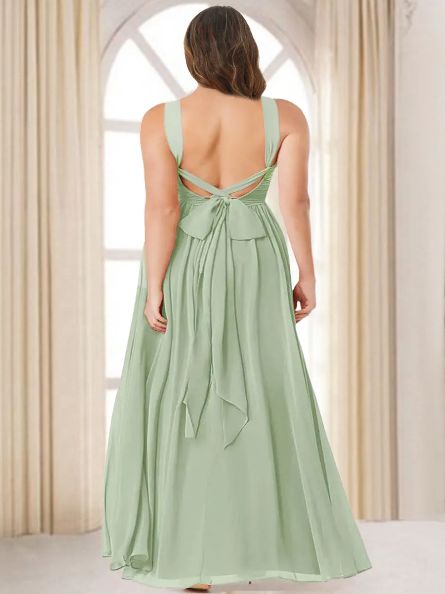 A-Line/Princess Halter Long Plus Size Bridesmaid Dresses with Split Side sold by Lavetir product image thumbnail 2