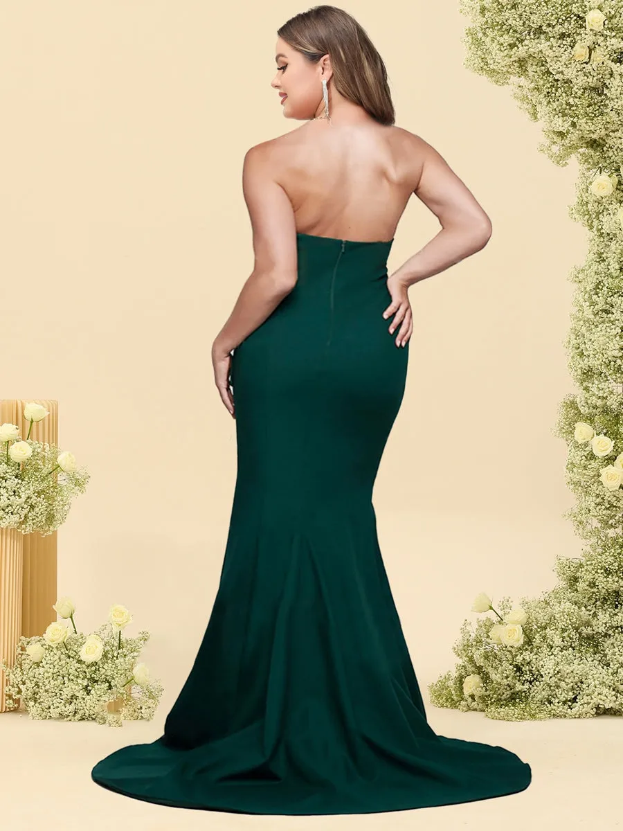 Trumpet/Mermaid Strapless Sleeveless Sweep train Plus Size Bridesmaid Dresses with Split Side sold by Lavetir product image thumbnail 2