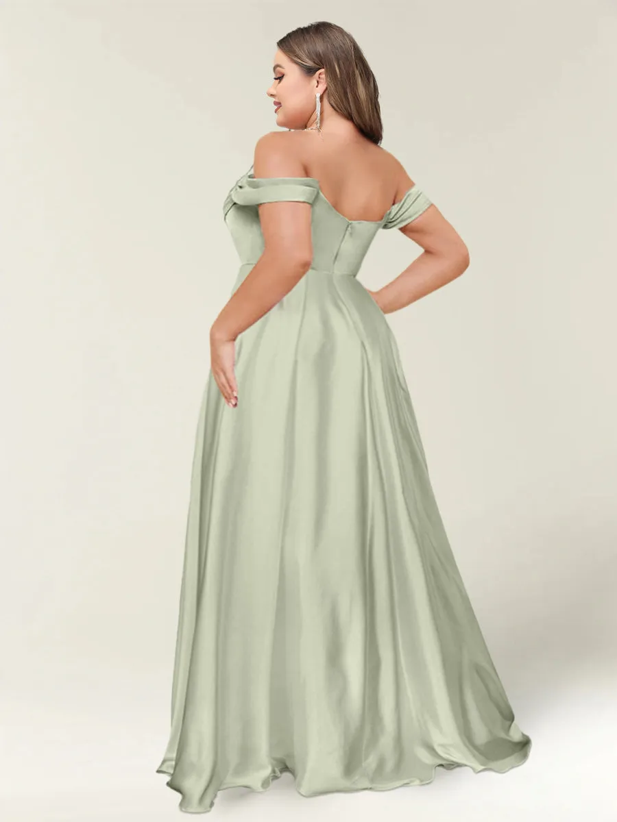 A-Line/Princess One-Shoulder Sleeveless Long Plus Size Bridesmaid Dresses with Split Side sold by Lavetir product image thumbnail 2