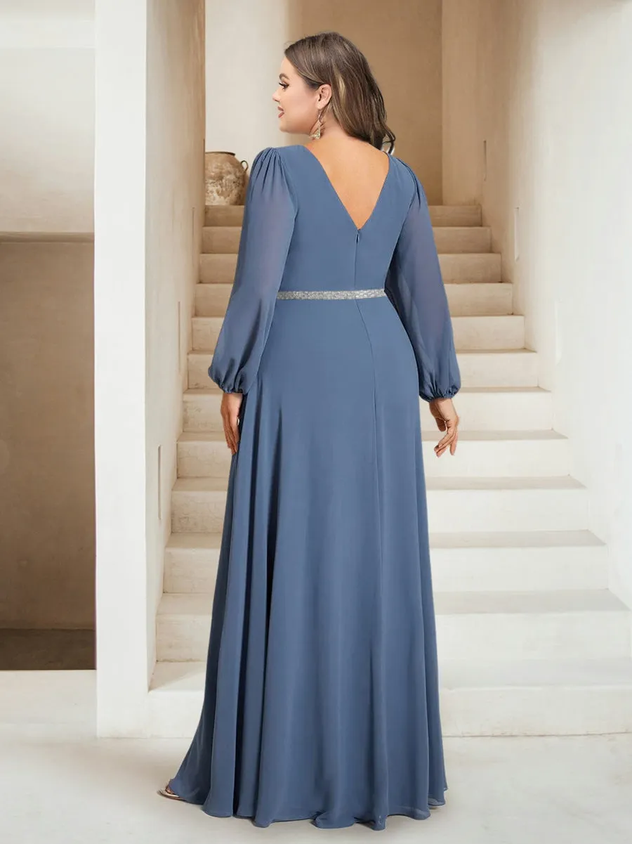 A-Line/Princess V-Neck Floor-Length Plus Size Mother of the Bride Dresses sold by Lavetir product image thumbnail 2