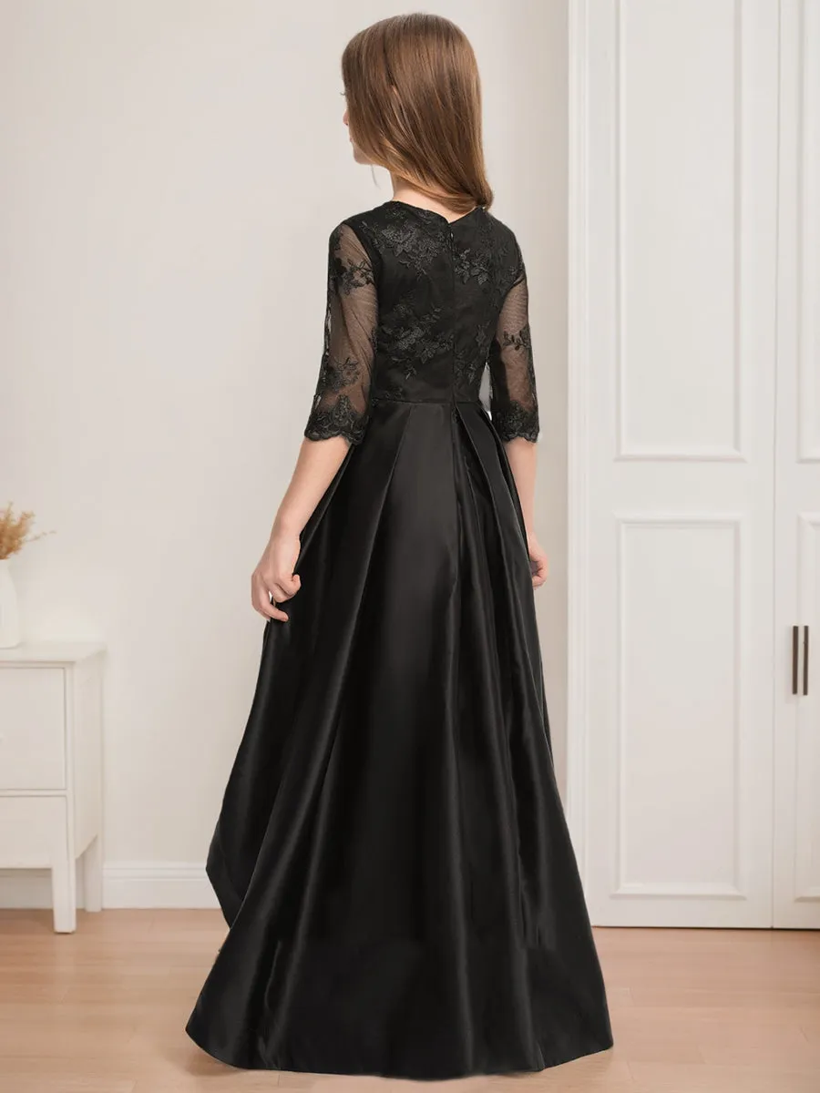 A-Line/Princess Scoop Half Sleeves Lace Junior Bridesmaid Dresses sold by Lavetir product image thumbnail 2