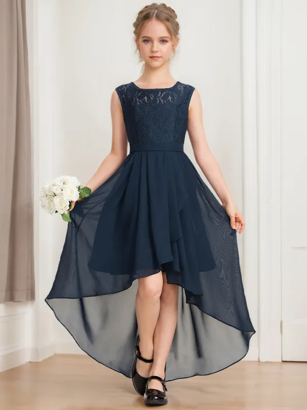 A-Line/Princess Scoop Sleeveless Lace Junior Bridesmaid Dresses sold by Lavetir