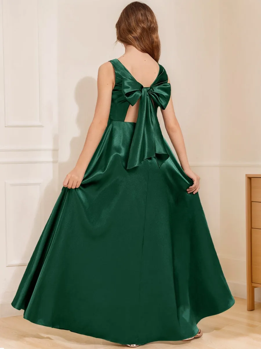 A-Line/Princess Scoop Sleeveless Bow Junior Bridesmaid Dresses sold by Lavetir product image thumbnail 2