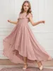A-Line/Princess Asymmetrical Sleeveless Ruffles Junior Bridesmaid Dresses sold by Lavetir