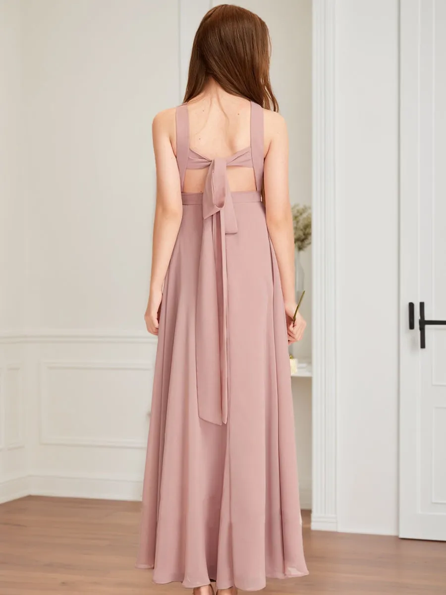 A-Line/Princess Halter Sleeveless Pleats Junior Bridesmaid Dresses sold by Lavetir product image thumbnail 2