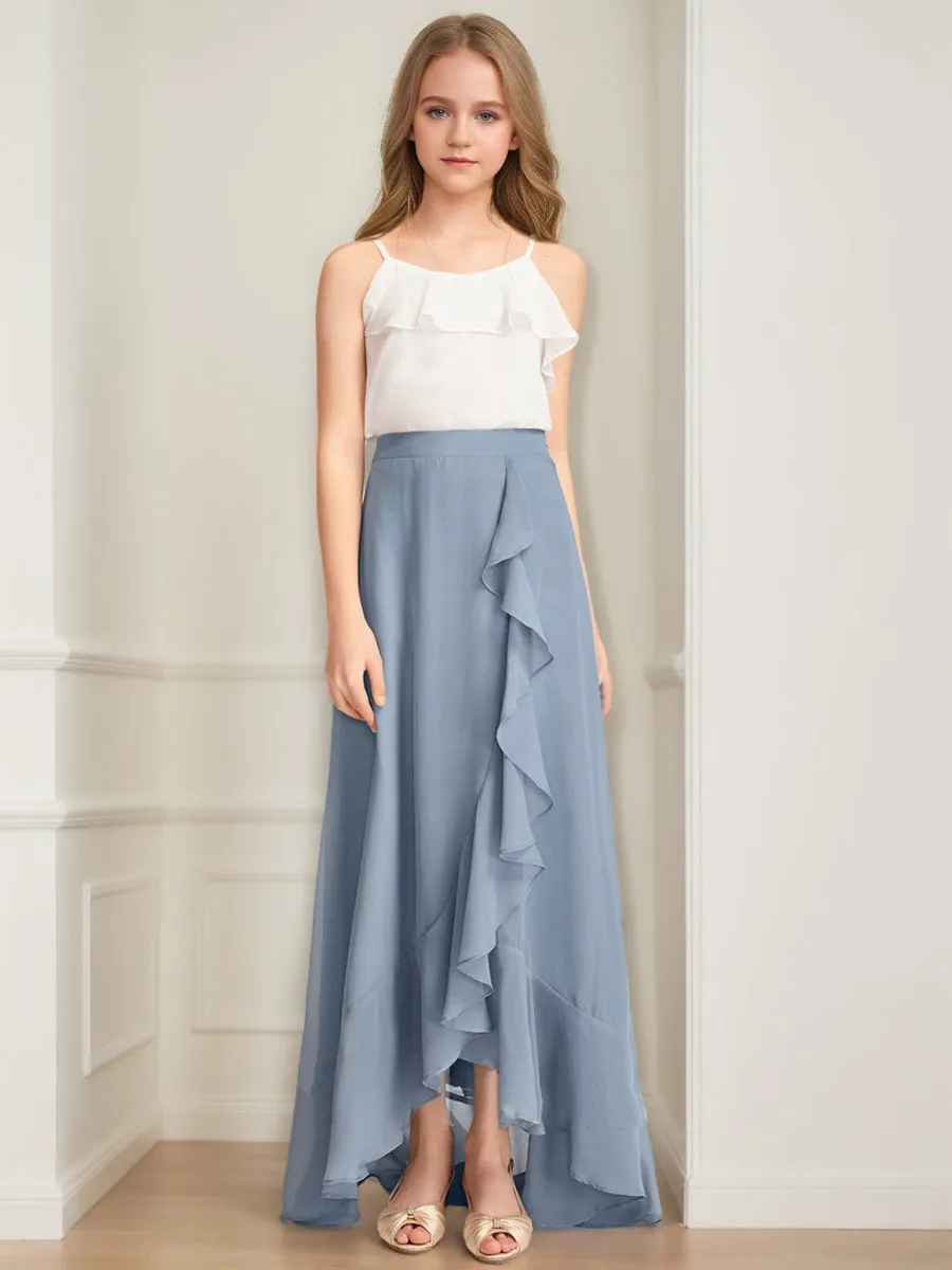 A-Line/Princess Scoop Sleeveless Ruffles Junior Bridesmaid Dresses sold by Lavetir