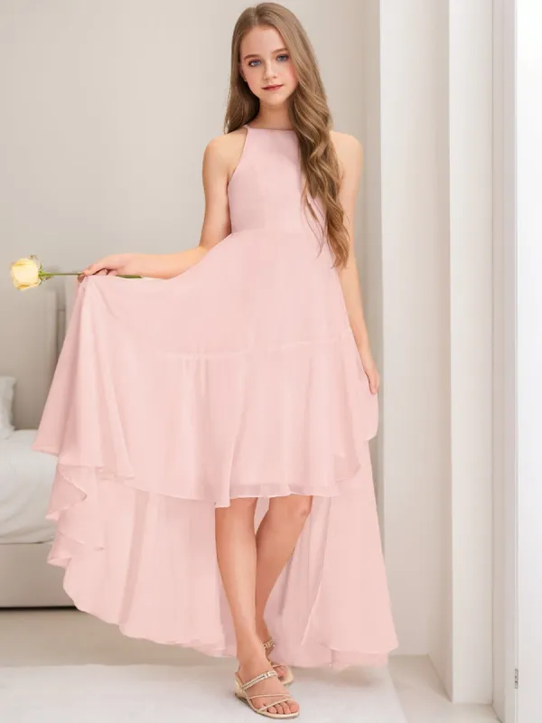 A-Line/Princess Halter Sleeveless Ruffles Junior Bridesmaid Dresses sold by Lavetir