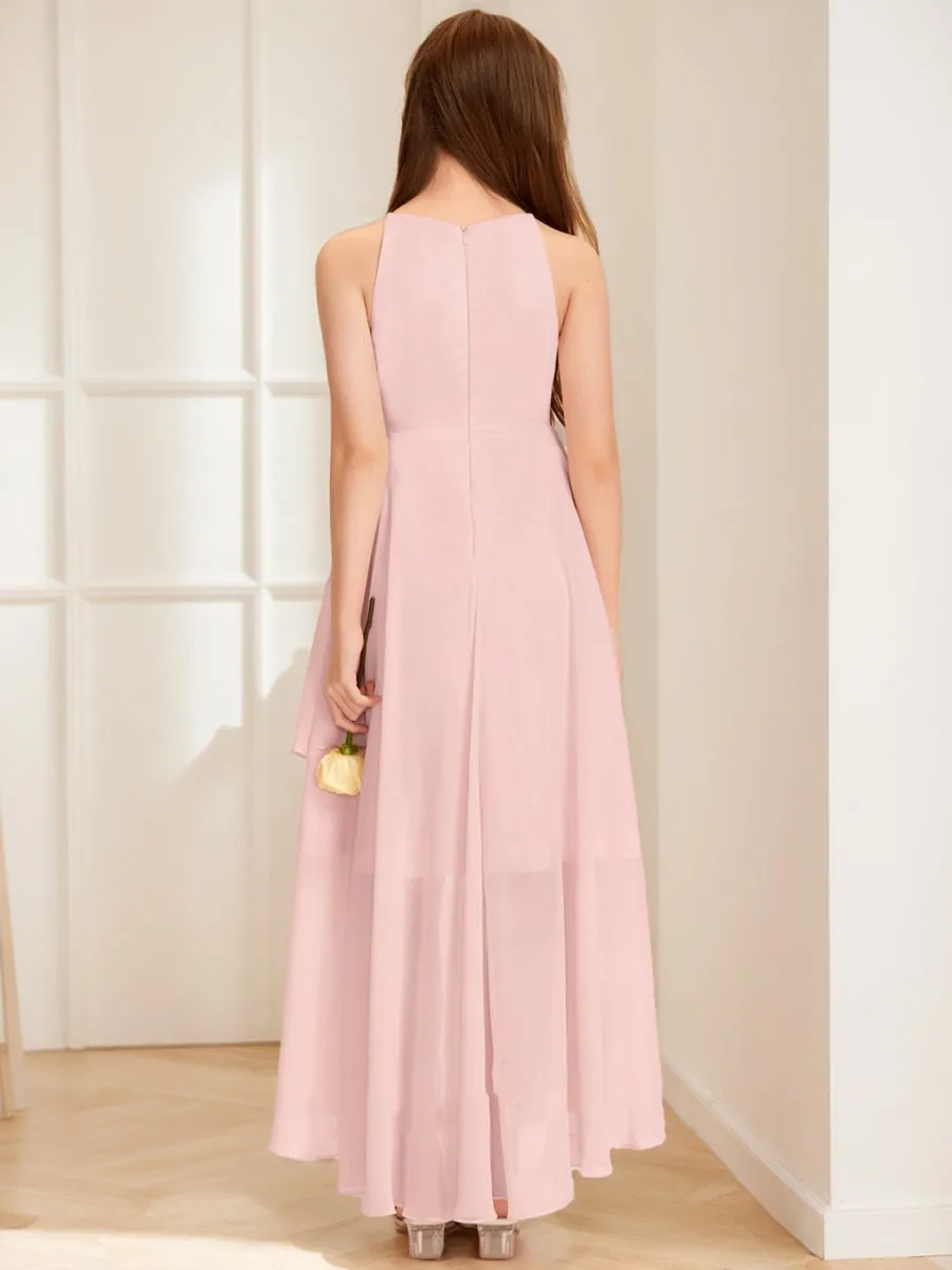 A-Line/Princess Halter Sleeveless Ruffles Junior Bridesmaid Dresses sold by Lavetir product image thumbnail 2