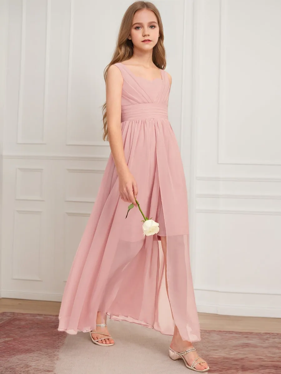 A-Line/Princess Sweetheart Sleeveless Ruched Junior Bridesmaid Dresses sold by Lavetir